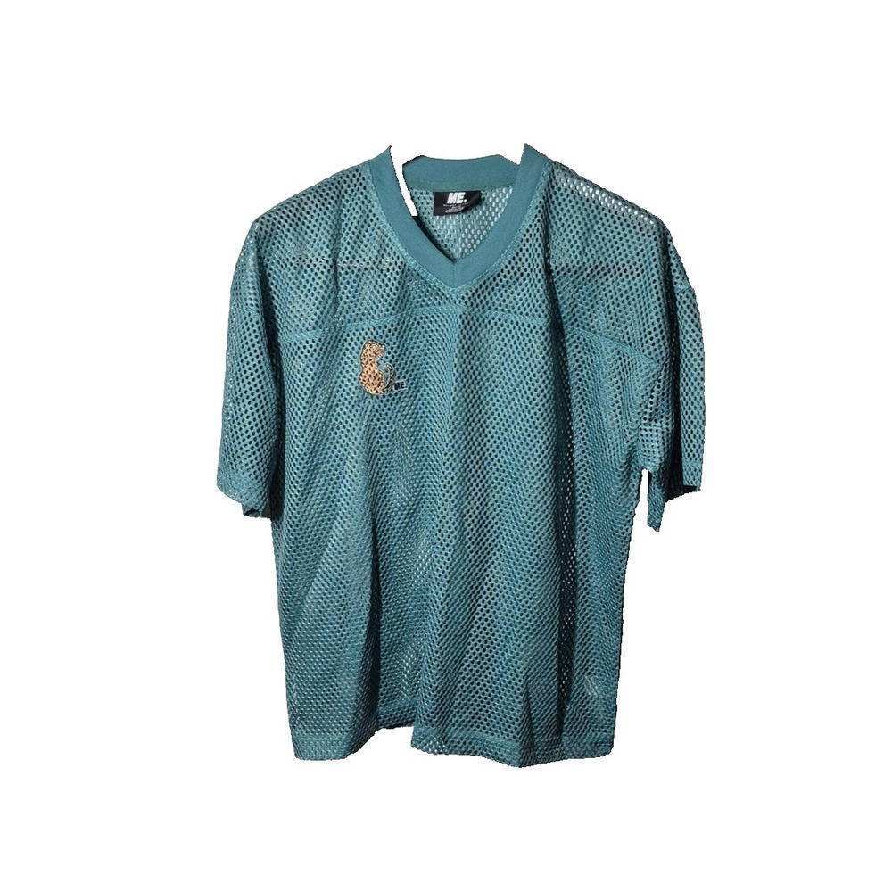 Melody Ehsani Shirt Womens‎ XS Teal Mesh Jersey See Through Leopard You See Me